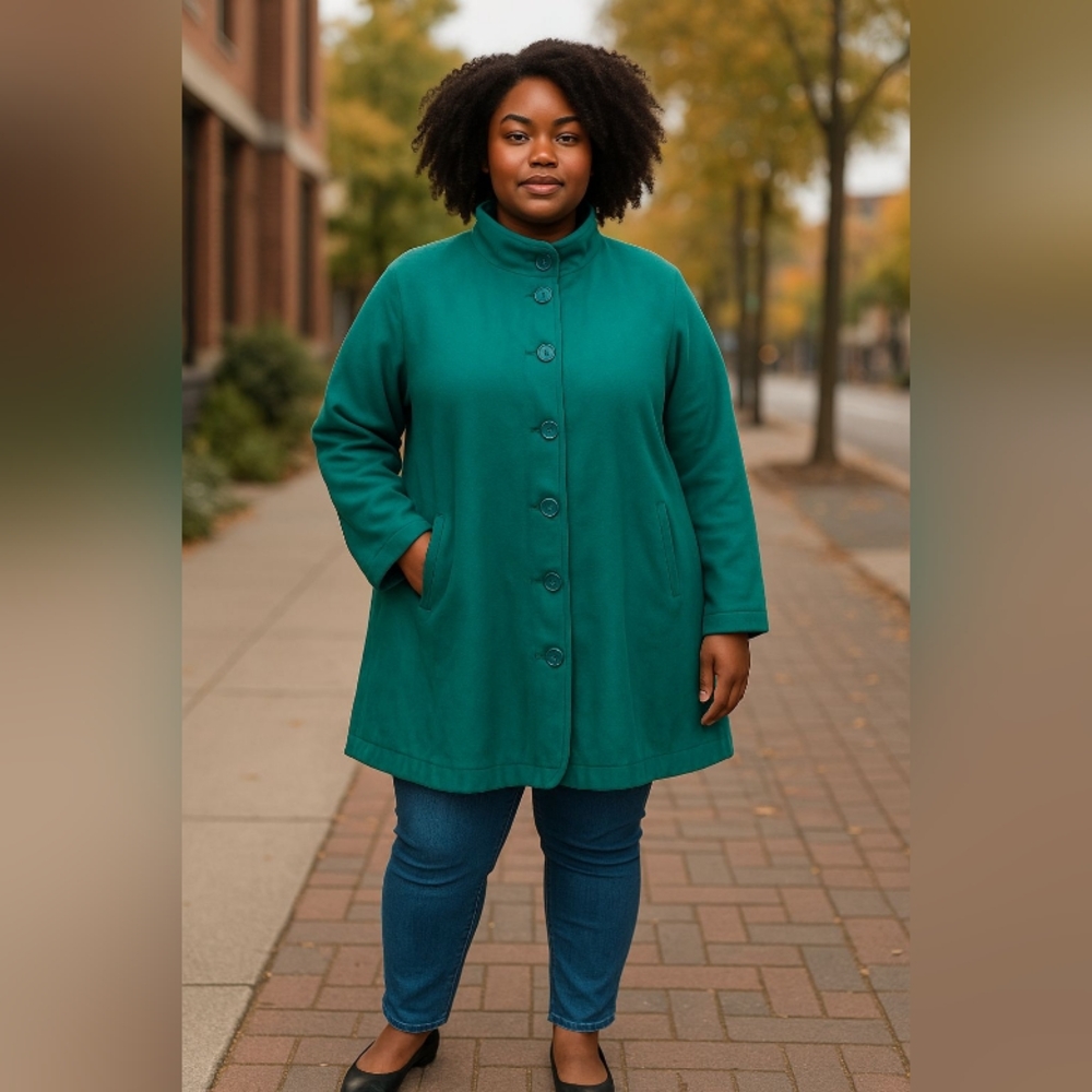 WOMAN WITHIN Women's Teal Coat 3X
